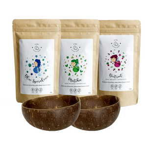 Fairy Superfoods Energy Bundle which includes Blue spirulina, Matcha, and Beetroot powder. These superfoods provide energy and increases stamina.